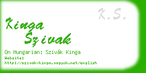 kinga szivak business card